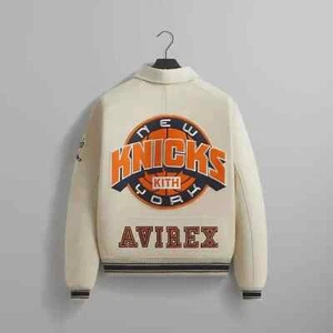Chaqueta de cuero azul con parche de águila Avirex Nitro Run NYC '75 - NUEVA - Imagen 1 de 6