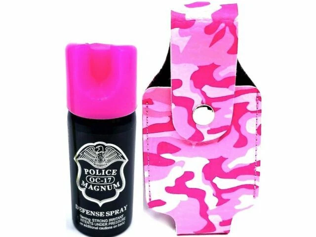 Police Magnum Mace Pepper Spray with Lock PC Holster Belt Clip Security - 2oz