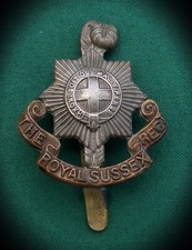 The Royal Sussex Regiment "F.N." ~ 100% Genuine British Army Military Cap Badge.