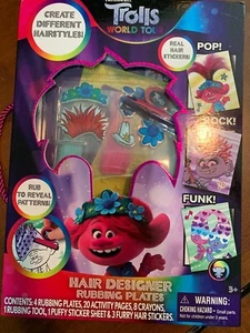 Trolls World Tour Hair Designer Rubbing Plates Activity Kit - Picture 1 of 1