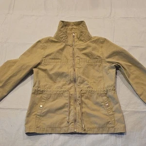 Old Navy Women's Utility Jacket Zip Front Tan M Pockets Drawstring Waist - Picture 1 of 12