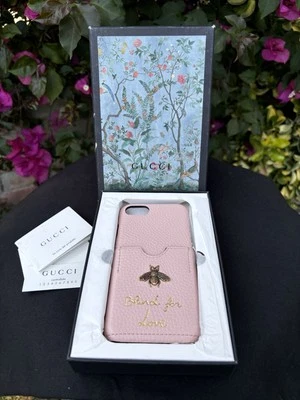 全新 GUCCI Blind For Love iPhone 7 / 8 手机壳 保护套 GG Bee 意大利制造 粉红色 — 第 1/4 张图片