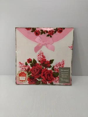 Vintage New Old Stock Tablecloth Rayon Flower Print 50"×50" - Image 1 of 4