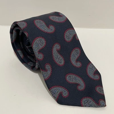 Corbata Neiman Marcus Verde Azul Marino Rojo Verde Geométrica Paisley Clásica Foto 1 de 4