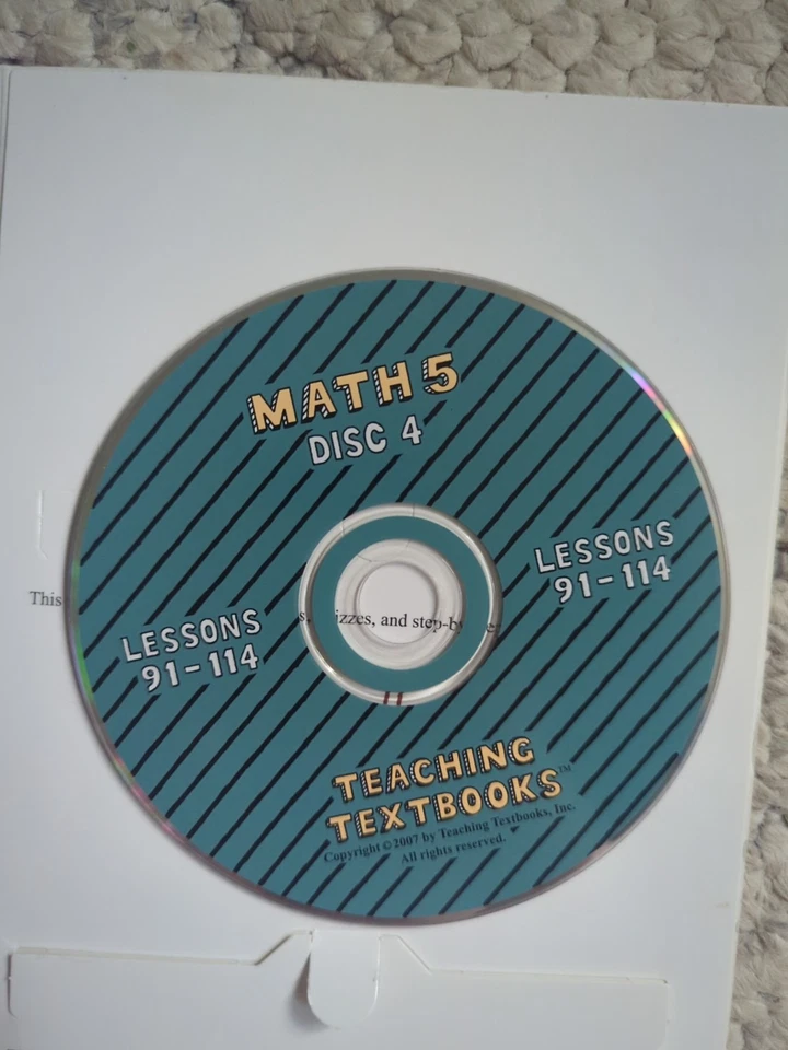Teaching Textbooks Math 5, replacement disc 4, 1st edition - Image 1 of 1