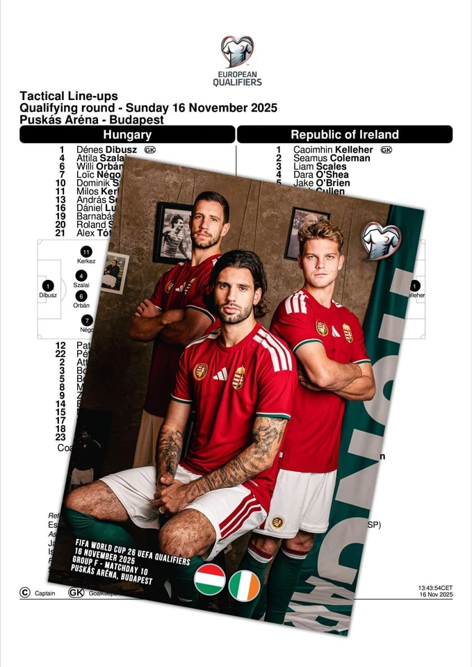 HUNGARY v IRELAND 16 November 2025 Q WC-2026 FAN 12 pg + OFFICIAL LU - Image 1 of 2