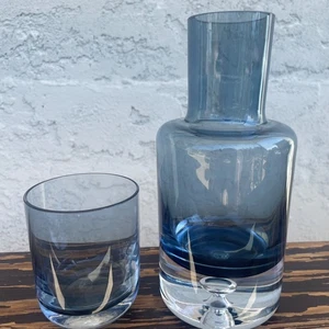Vintage Krosno Poland Glass Tumble Up Bedside Carafe Hand Blown MCM - Picture 1 of 9