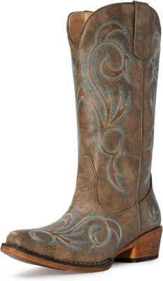 IUV Cowboy Boots For Women Mid Calf Cowgirl Pointy Toe Western Boot  - Image 1 of 4