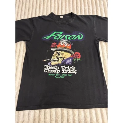 Camiseta Poison Cheap Trick 2018 Gira Banda de Rock Concierto Gráfico Camiseta Foto 1 de 4