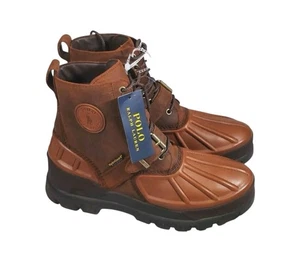 Polo Ralph Lauren Oslo Botas 11 Para Hombres Impermeables Cuero Marrón HydroGuard PRL NUEVAS - Imagen 1 de 6