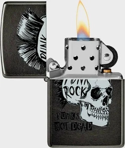 ZIPPO Skull PUNK ROCK SKULL DESIGN Lighter PUNK'S NOT DEAD - Picture 1 of 12