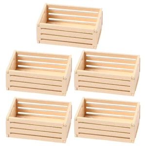 5 Pcs Wooden Storage Basket Dollhouse Kitchen Accessories Mini Decor - Picture 1 of 12