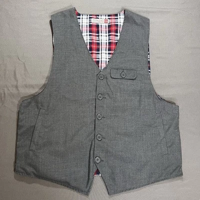Sovereign Code Grey Vest Men’s Size XXL - Style Marley, Red Plaid Lining, Adjust - Image 1 of 4
