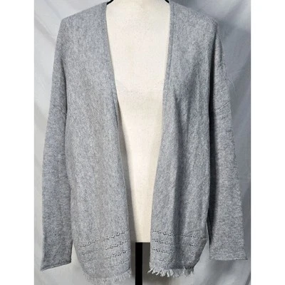 100% Cashmere Knit Velvet By Graham & Spencer Cardigan Sweater Medium Gray - Image 1 of 4