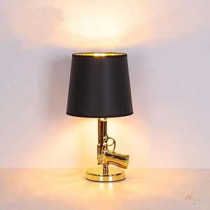 Anti-War Theme Gold Plated Guns Table Lamp Pistol Design LED Silver Desk light - Picture 1 of 11