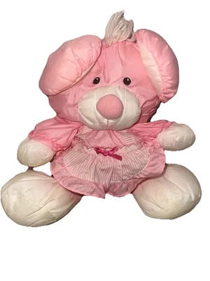 Vintage 1992 Fisher Price Puffalump Pink Mouse Striped Bib Apron - Image 1 of 4