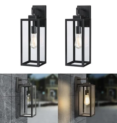 2 Pack Large Outdoor Wall Sconce, 18 Inch Black Wall Lantern Large Size Porch... - Image 1 of 4