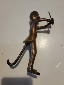 Monkey Playing Conductor Band Figurine Tall Heavy Bronze Finish Vintage Statue - Picture 1 of 8