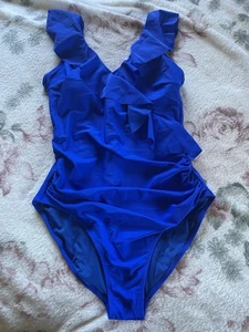 Women’s Swimsuit Size Medium Royal Blue With Ruffles By Blooming Jelly - Picture 1 of 3