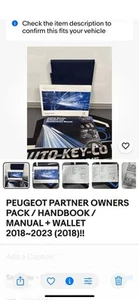 PEUGEOT PARTNER OWNERS PACK / HANDBOOK / MANUAL + WALLET 2018~2023 (2018)!! - Picture 1 of 2