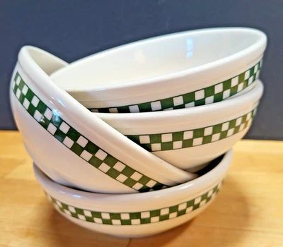 Lote de 4 cuencos de cereal Homer Laughlin verde a cuadros EE. UU. Foto 1 de 4