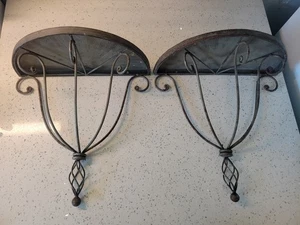pair of silver grey wrought iron metal wall sconces/ shelves - Picture 1 of 1