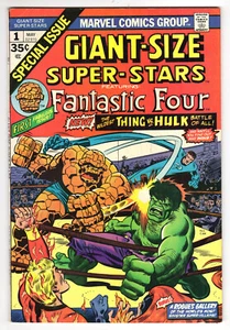 Super-Stars taglia gigante #1 Fine Plus 6,5 Fantastic Four Thing VS Hulk 1974 - Foto 1 di 2