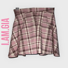 I.Am.Gia Pleated School Girl Mini Skirt Pink & White Plaid Nwot Size S