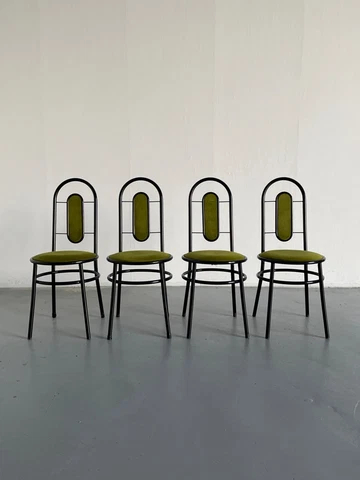 1 of 4 Vintage Italian Postmodern Sculptural Dining Chairs in Memphis Style Cover