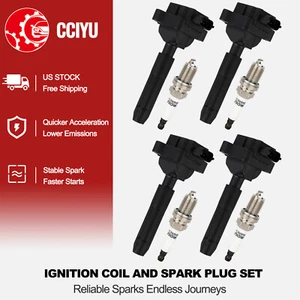 CCIYU 4 Ignition Coil + 4 Spark Plug For 2001-2004 Mercedes-Benz SLK230 L4 2.3L - Picture 1 of 8