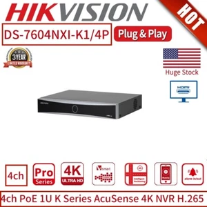 Hik 4CH 4K NVR POE DS-7604NI-K1/4P H.265 P2P 1SATA Network Video Recorder - Picture 1 of 20