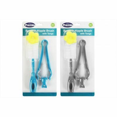 Baby Bottle Nipple Feeder With Tongs Teat Plastic Brush Cleaning Cleaner Set • 4.99£
