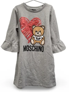 NWT NEW Moschino Kids Girls Grey Teddy Bear Heart Logo T-shirt Dress 8y - Picture 1 of 3