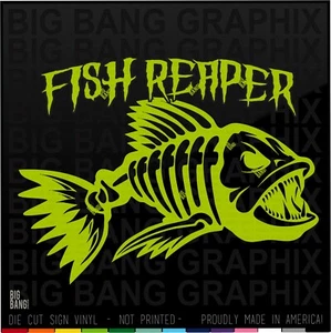 Calcomanía adhesiva de vinilo FISH REAPER pescador peces letras barco coche camión vehículo - Imagen 1 de 4