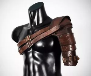 Halloween Medieval Leather Barbarian Viking Pauldron Gladiator Shoulder Larp SCA - Picture 1 of 6