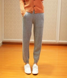 Womens Luxury Cashmere High Waist Slim Fit Warm Trousers Joggers pants - Picture 1 of 8