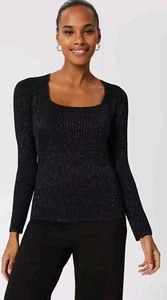 Hobbs Mariella Blue Sparkly Rib Knit Fitted Jumper Size Medium Occasion Party - Picture 1 of 15