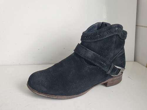 UGG AUSTRALIA AUSTIN UK 3 EU 36 LINEA DONNA STIVALETTI PIATTI NERI IN PELLE SCAMOSCIATA