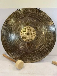 20" Extra large flower of life hand made Tibetan MANTRA gong meditation yoga - Picture 1 of 7