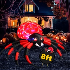 8 FT Halloween Decorations LED Rotating Lights Outdoor Decor Creepy Spider New - Picture 1 of 9