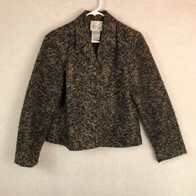 Vintage Blazer Womens Medium Brown Tweed Academia Grandma Classic Kathie Lee 90s - Image 1 of 4