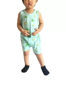 Unisex Baby Toddler Summer Stretchy Outfit Set 2-Piece Sleeveless,Green(6M- 12M) - Picture 1 of 5