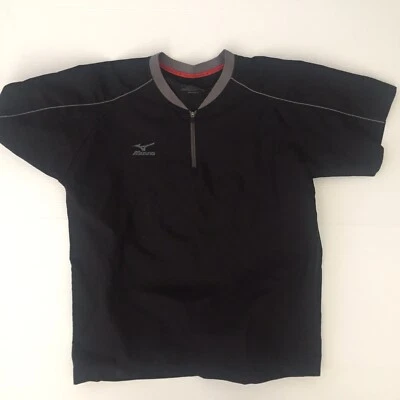 Mizuno Windbreaker Pullover Quarter Zip Short Sleeve Black Shirt Active Youth L - Image 1 of 4