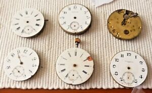  LOT OF 6 POCKET WATCH MOVEMENTS LONGINES ZENITH TISSOT AND OTHER REPAIR PARTS 