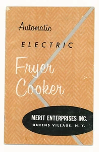 VTG 1960s Automatic Electric Fryer Cooker Manual Cookbook, Merit Enterprises P/B - Picture 1 of 6