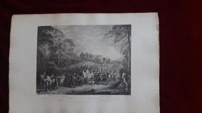 Gravure ancienne XVIII-XIXième d'après WATTEAU "RETOUR DE CAMPAGNE" - Photo 1/2