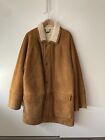 Aquascutum Sheepskin Coat Brown Mens Extra Large Suede Vintage Leather Genuine