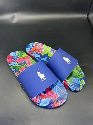 Новый Polo Ralph Lauren подпись большой пони слайд цветочный/темно-синий/белый мужской 11 РЕДКАЯ - Изображение 1 из 4