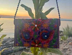 ✨Cartera Boho Bordada Púrpura || Bolso Bandolera Gitana Bohemia De Colección - Imagen 1 de 6