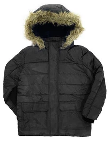 Boy’s Winter Quilted Puffer Coat Kids Warm Snow Jacket with Faux Fur Hood 4-14 - Picture 1 of 15